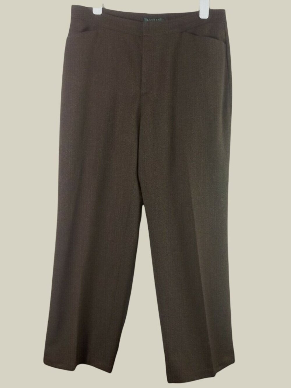 Lauren Ralph Lauren Wool High Rise Dress Pants Womens 14 Brown Career Academic